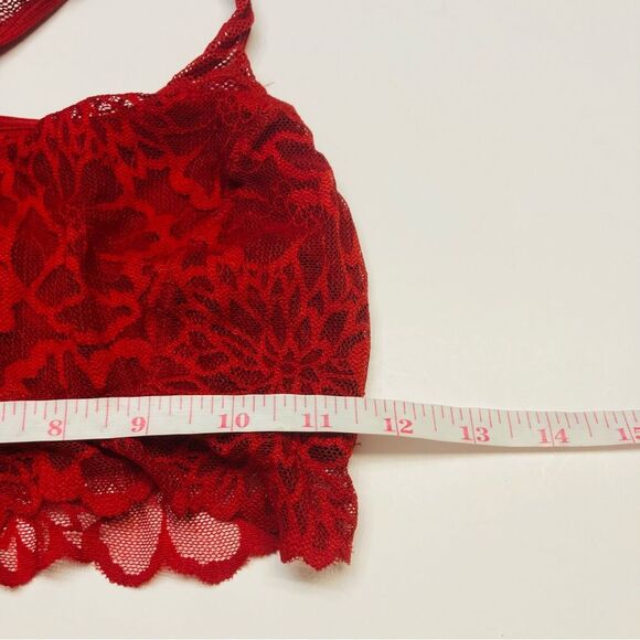 Victoria's Secret Pink Lace Bralette Bra Racerback Unlined Size Small Red - Picture 10 of 10